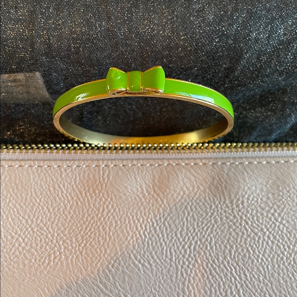 Kate Spade Green  Enamel Bow Bangle Bracelet - Authentic
